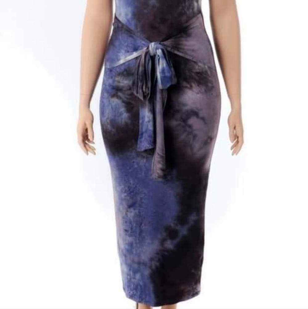 Plus size navy blue and black and gray maxi